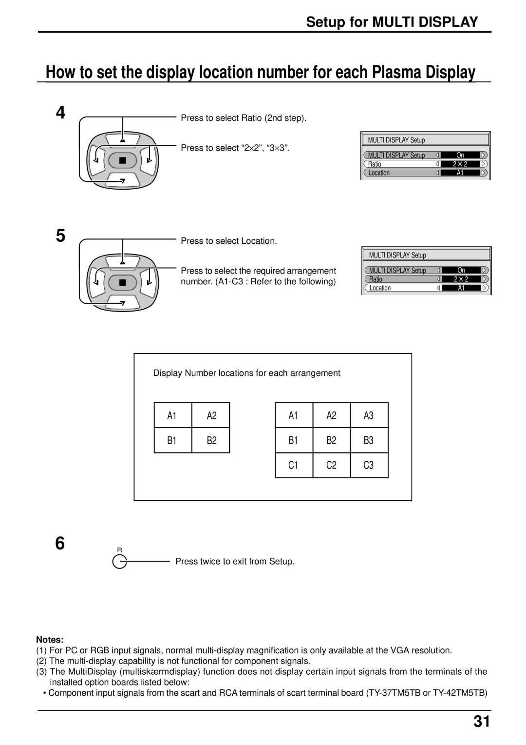 Panasonic TH-42PW5 manual Setup for Multi Display, Press to select 2 ⋅ 2, 3 ⋅ 