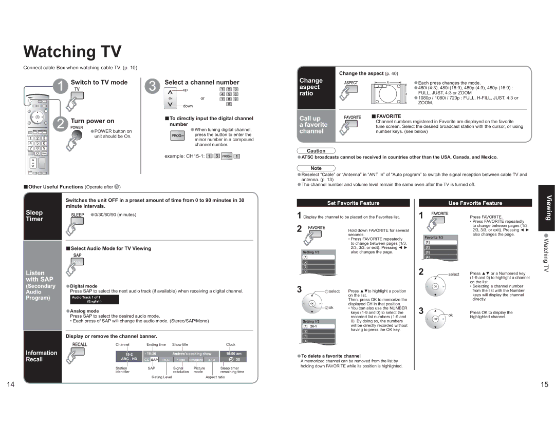 Panasonic TH-42PX60X manual Watching TV 