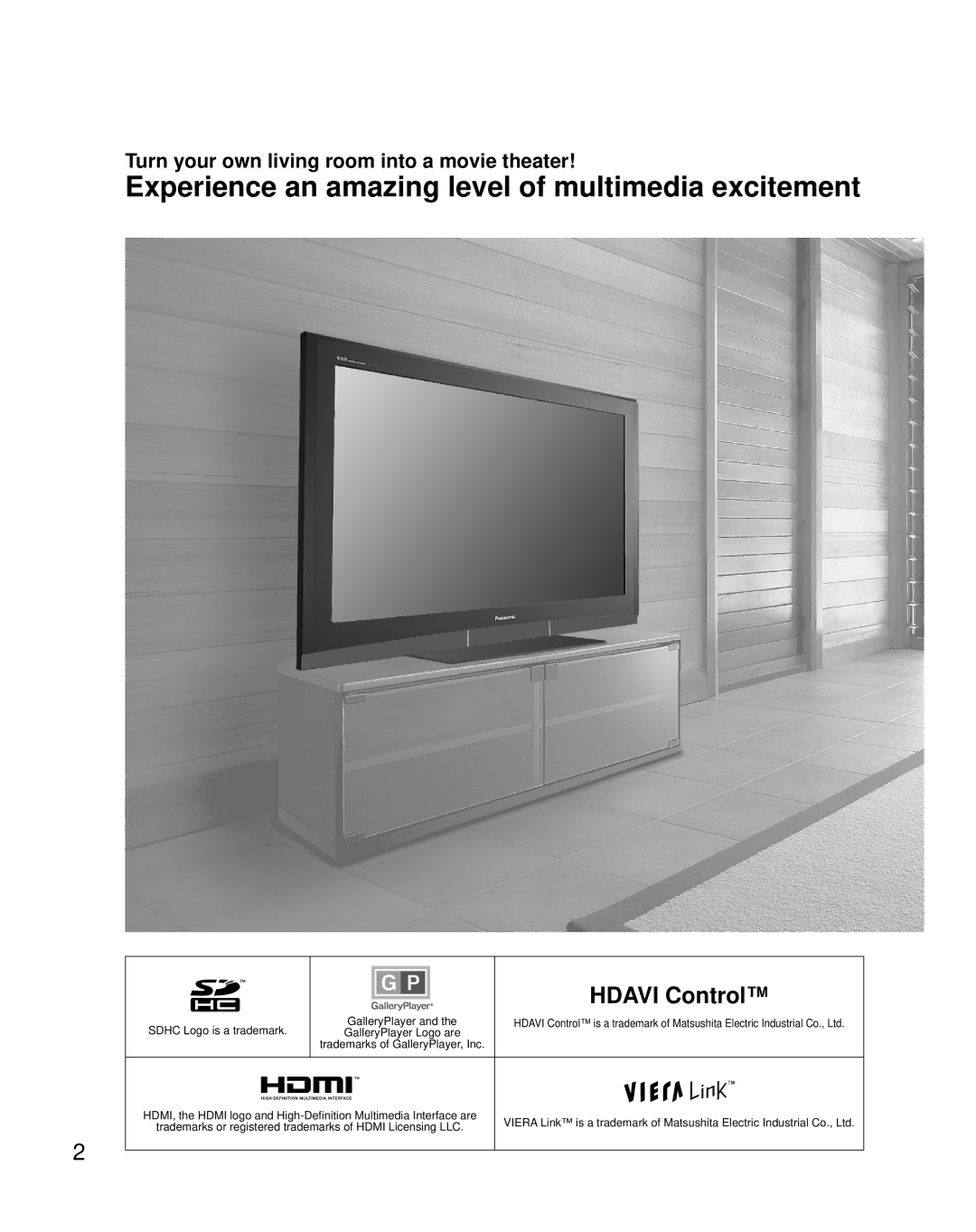 Panasonic TH-42PX80U Experience an amazing level of multimedia excitement, Turn your own living room into a movie theater 