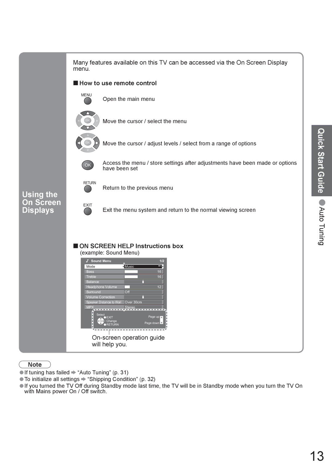 Panasonic TH-42PX8A manual Using On Screen Displays, How to use remote control, On Screen Help Instructions box 