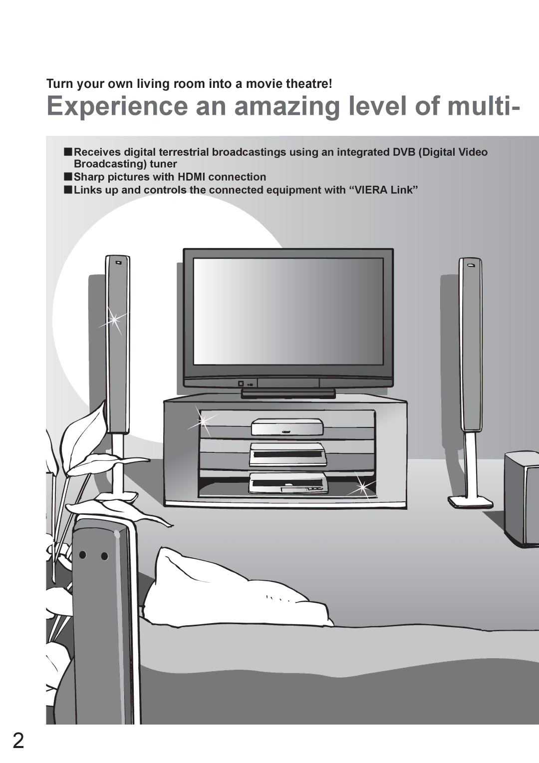 Panasonic TH-42PX8A manual Experience an amazing level of multi, Turn your own living room into a movie theatre 