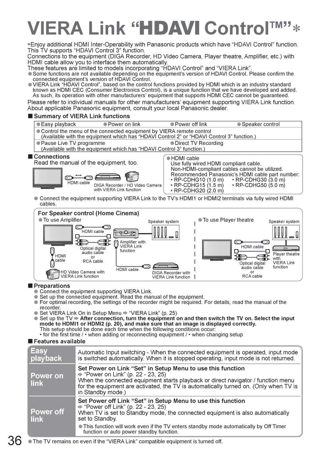 Panasonic TH-42PX8A manual Power on link, Power off, Link 