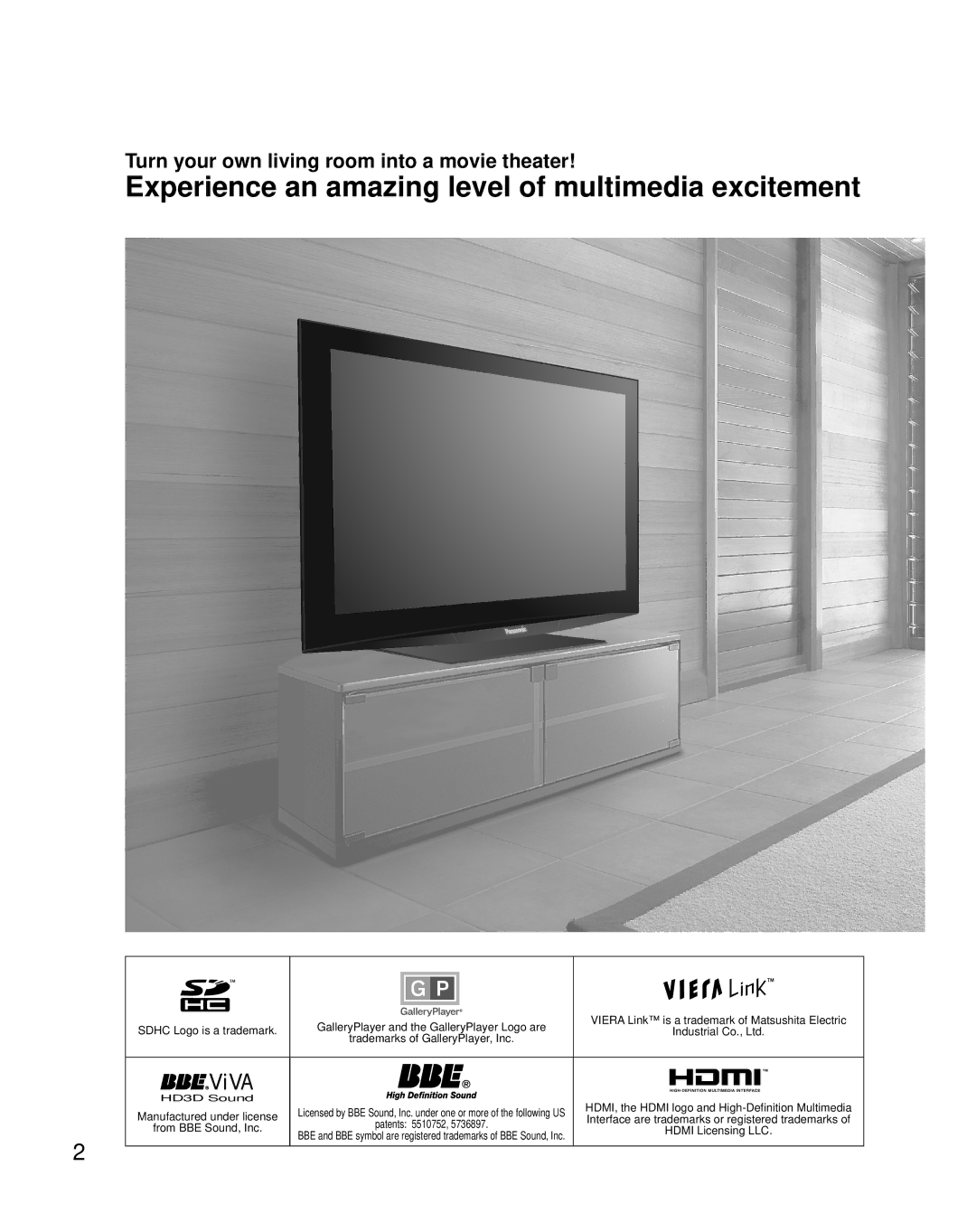 Panasonic TH-42PZ800U Experience an amazing level of multimedia excitement, Turn your own living room into a movie theater 