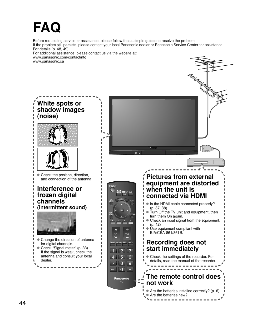 Panasonic TH-42PZ80U quick start Faq, Intermittent sound 