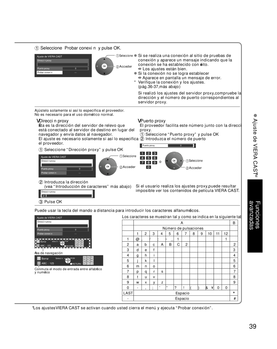 Panasonic TH-46PZ850U operating instructions Dirección proxy, Puerto proxy 