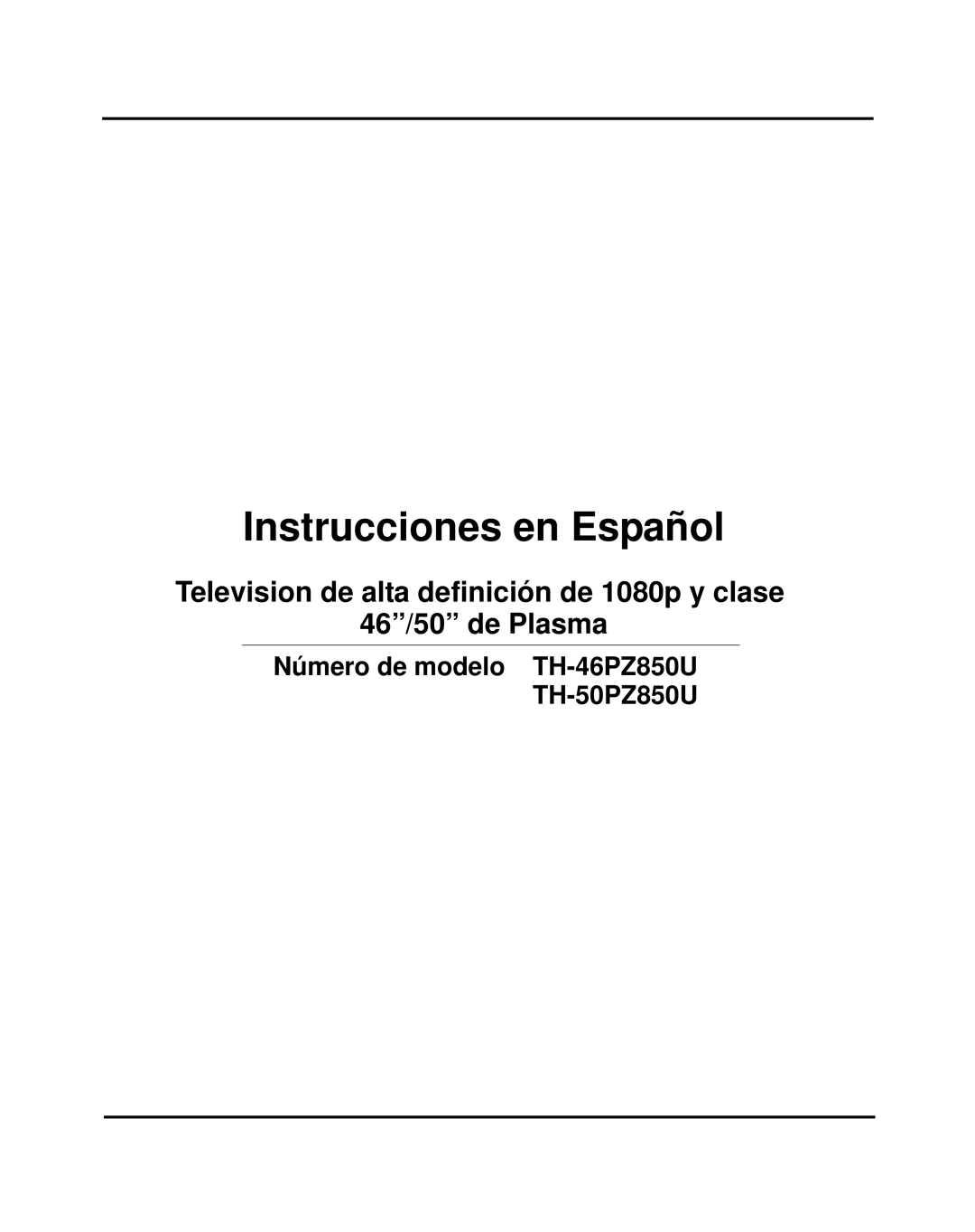 Panasonic TH-46PZ850U operating instructions Instrucciones en Español 