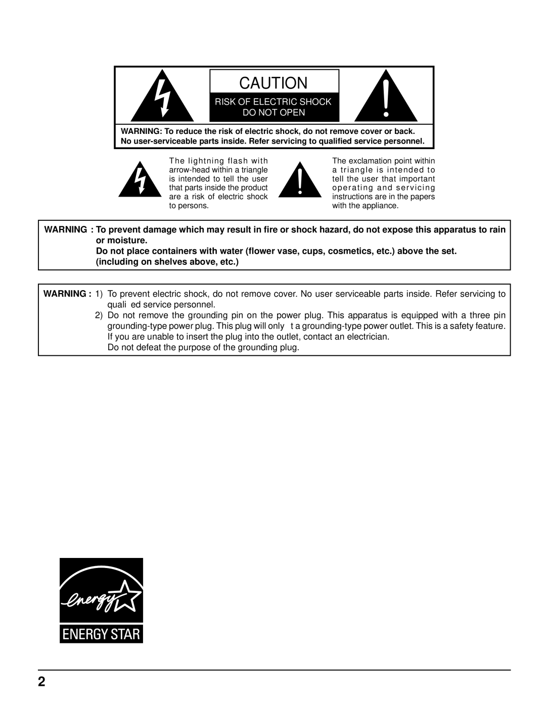 Panasonic TH-50PF9UK operating instructions Risk of Electric Shock Do not Open 