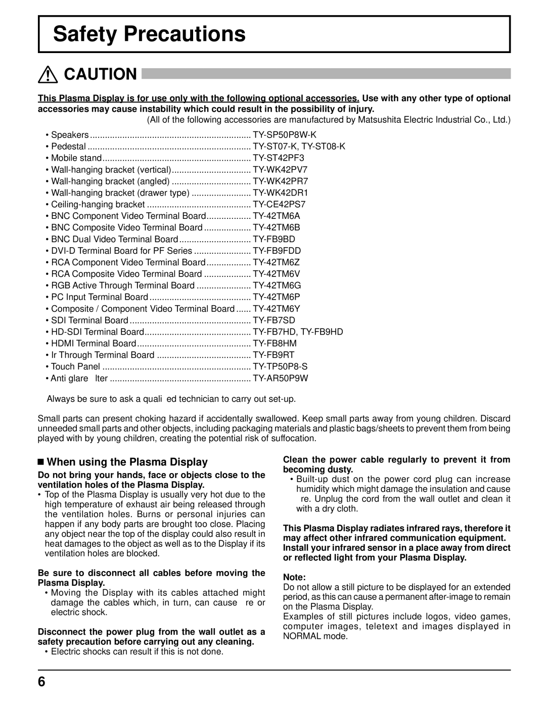 Panasonic TH-50PF9UK operating instructions Safety Precautions, When using the Plasma Display 