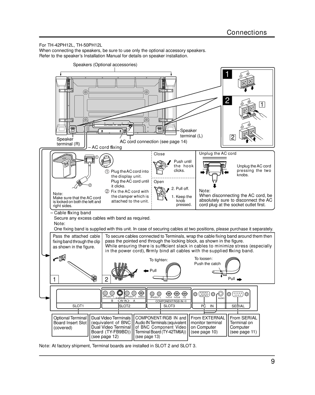 Panasonic TH-42PH12U, TH-50PH12U important safety instructions Connections, For TH-42PH12L, TH-50PH12L 