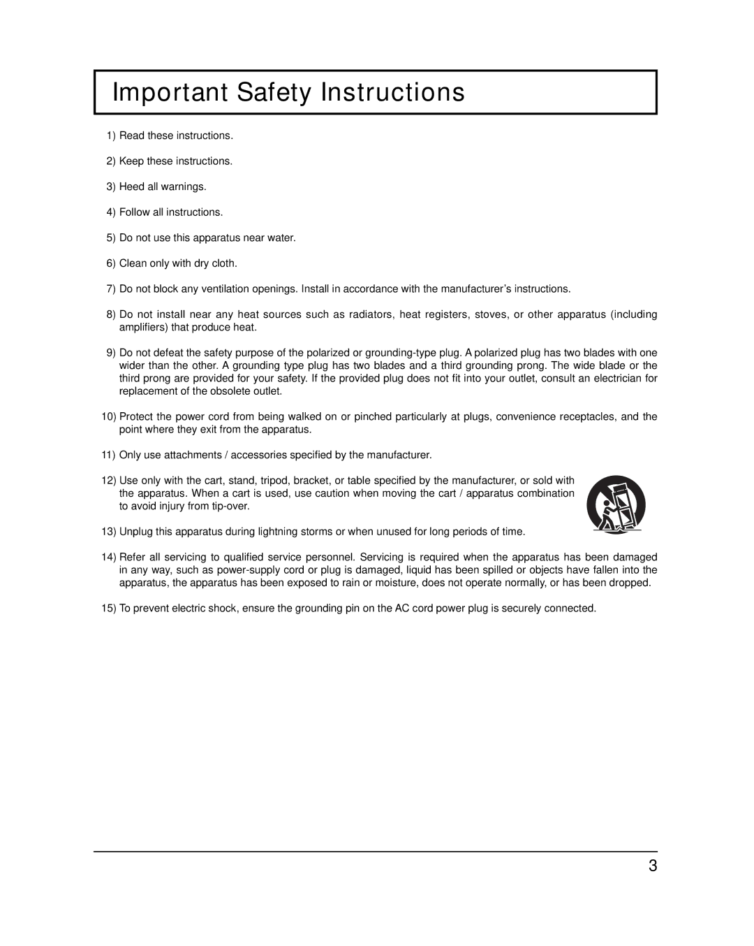 Panasonic TH-42PH20U, TH-50PH20U important safety instructions Important Safety Instructions 