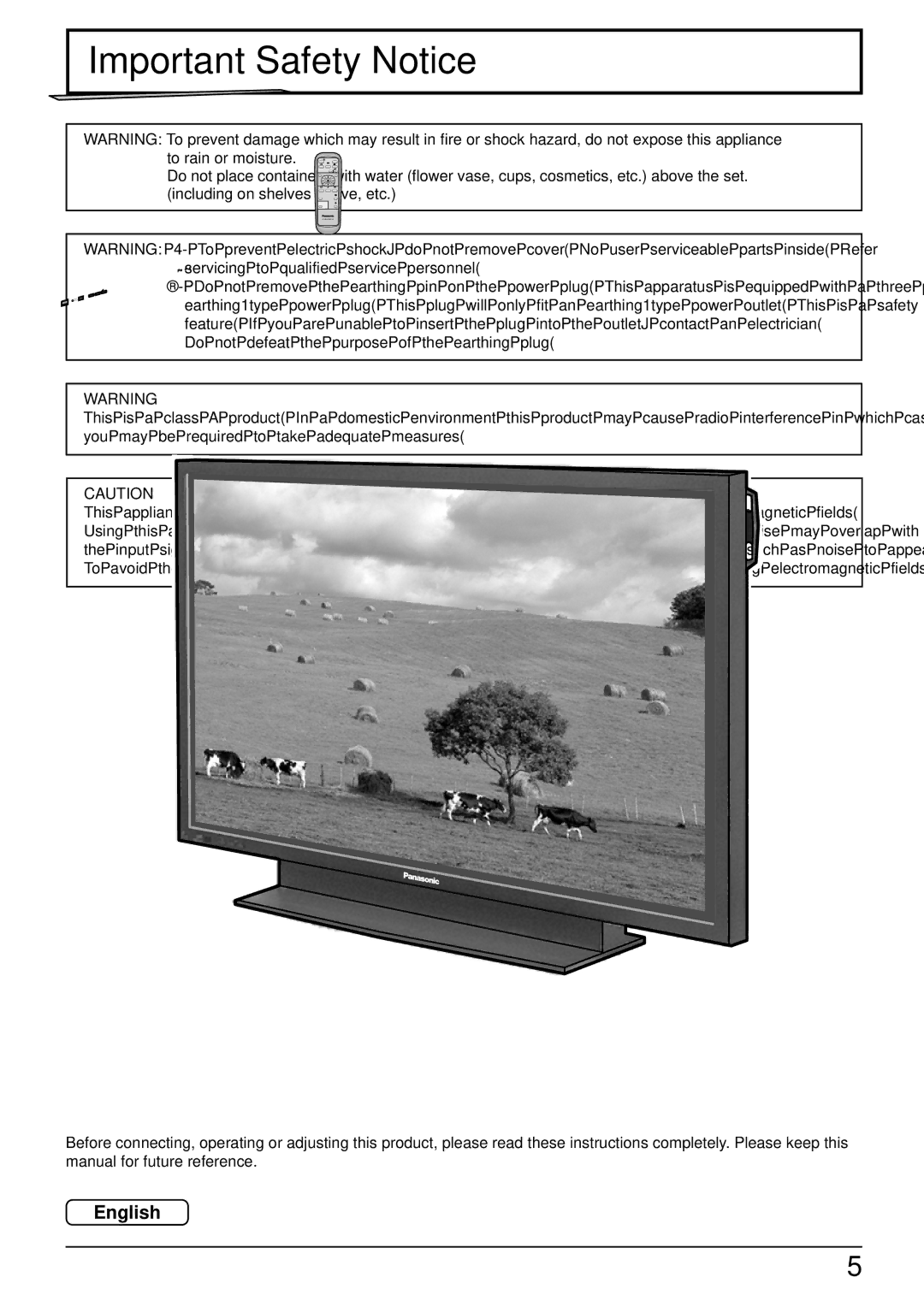 Panasonic TH-50PHW3, TH 50PHD3 manual Important Safety Notice 