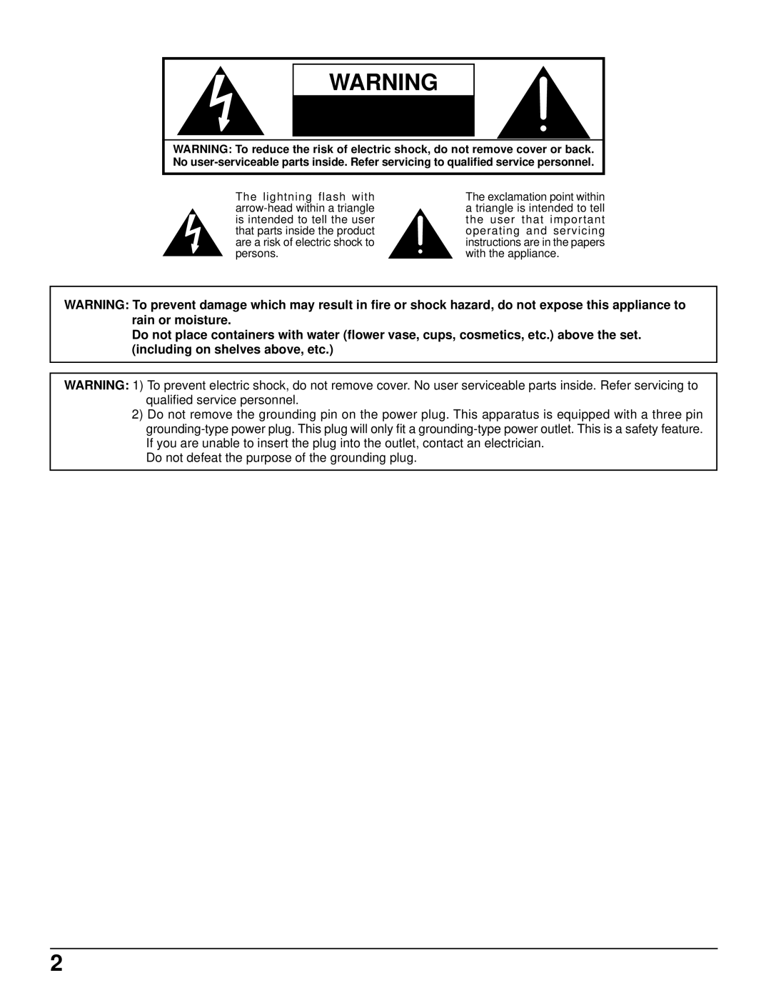 Panasonic TH-50PHD5 manual Risk of Electric Shock Do not Open 