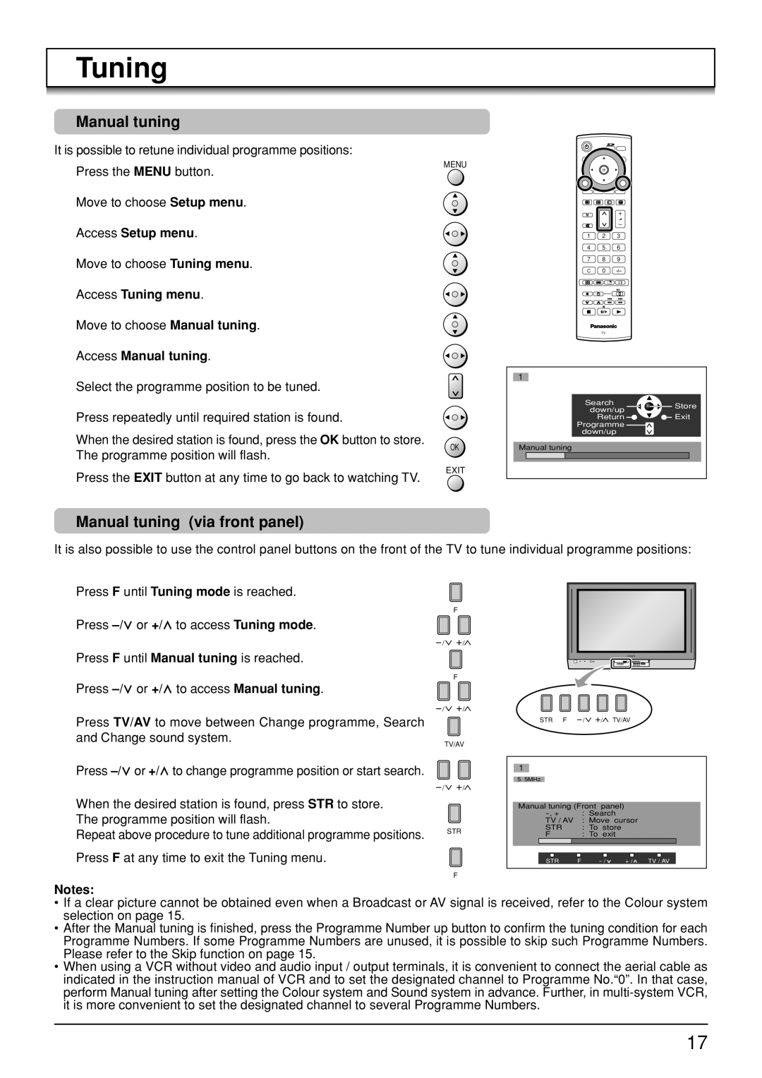 Panasonic TH-42PV30, TH-50PV30, TH-37PA30 operating instructions Manual tuning via front panel, Access Manual tuning 