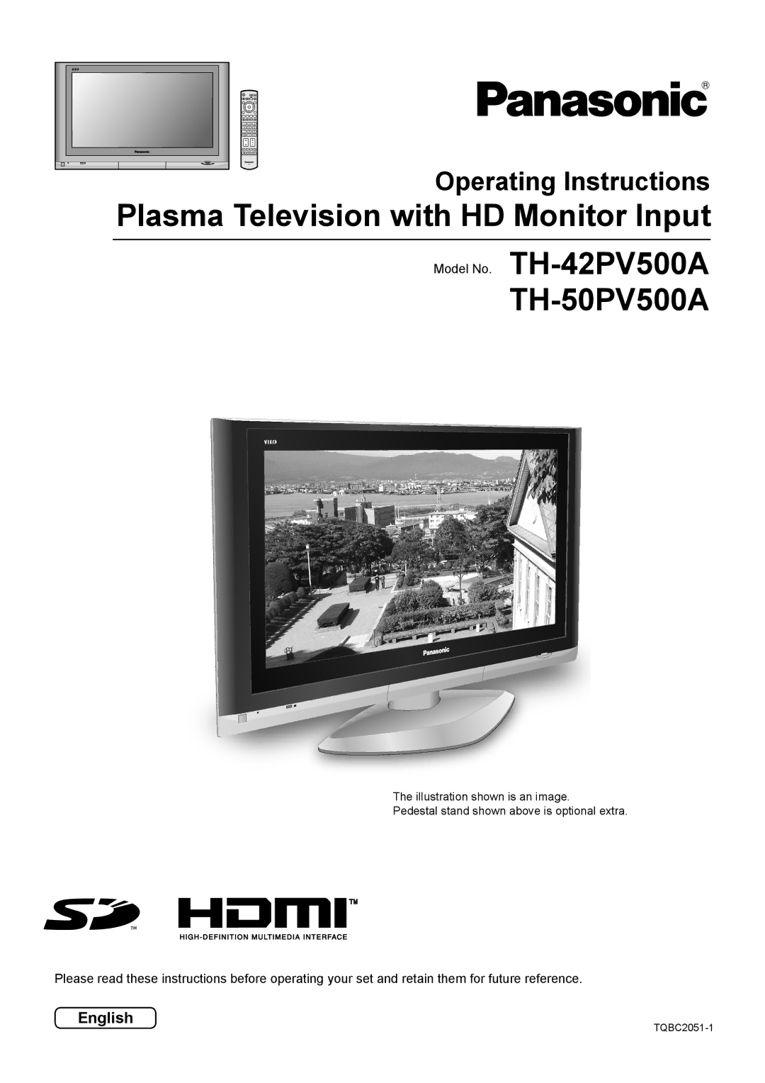 Panasonic TH-42PV500A, TH-50PV500A operating instructions Operating Instructions, English 