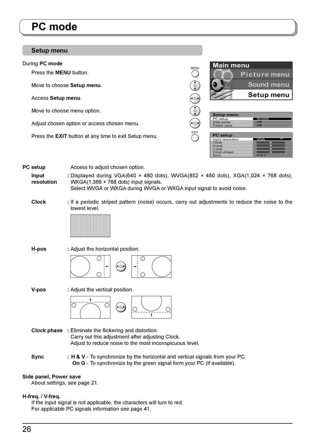 Panasonic TH-50PV500A, TH-42PV500A operating instructions Setup menu, Freq. / V-freq 