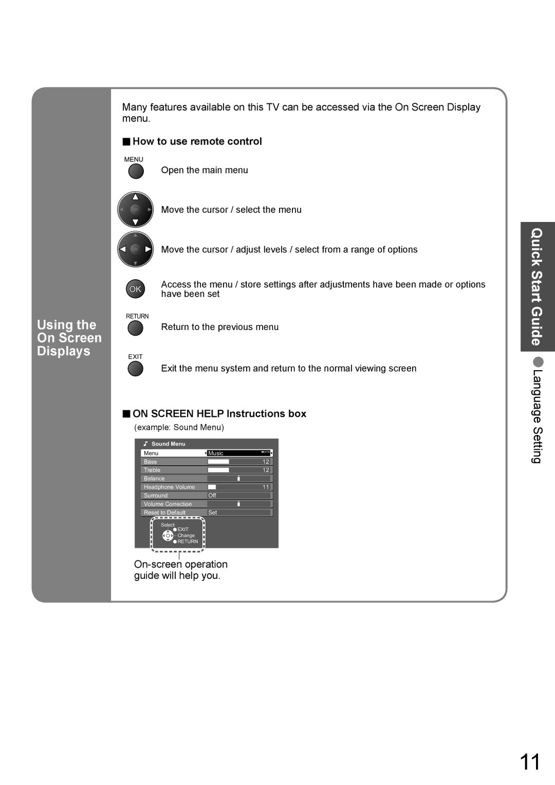 Panasonic TH-42PV700AZ Quick Start Guide Language Setting, Using On Screen Displays, How to use remote control 