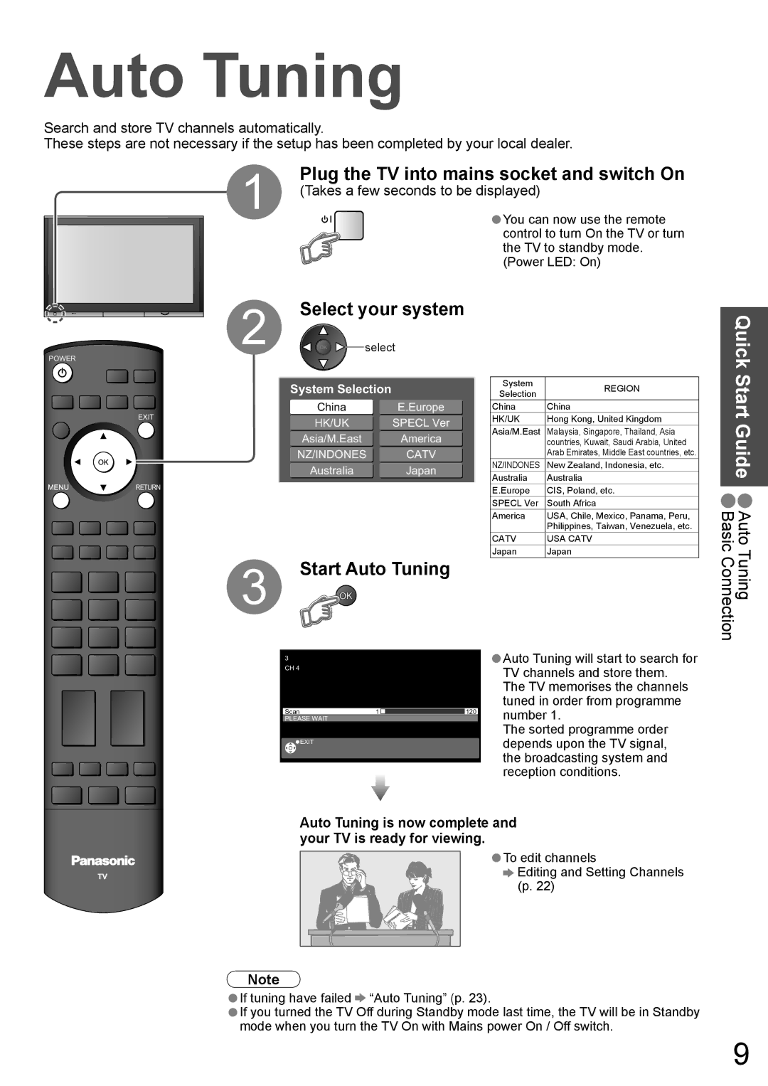 Panasonic TH-42PV700AZ, TH-50PV700AZ operating instructions Select your system, Start Auto Tuning 