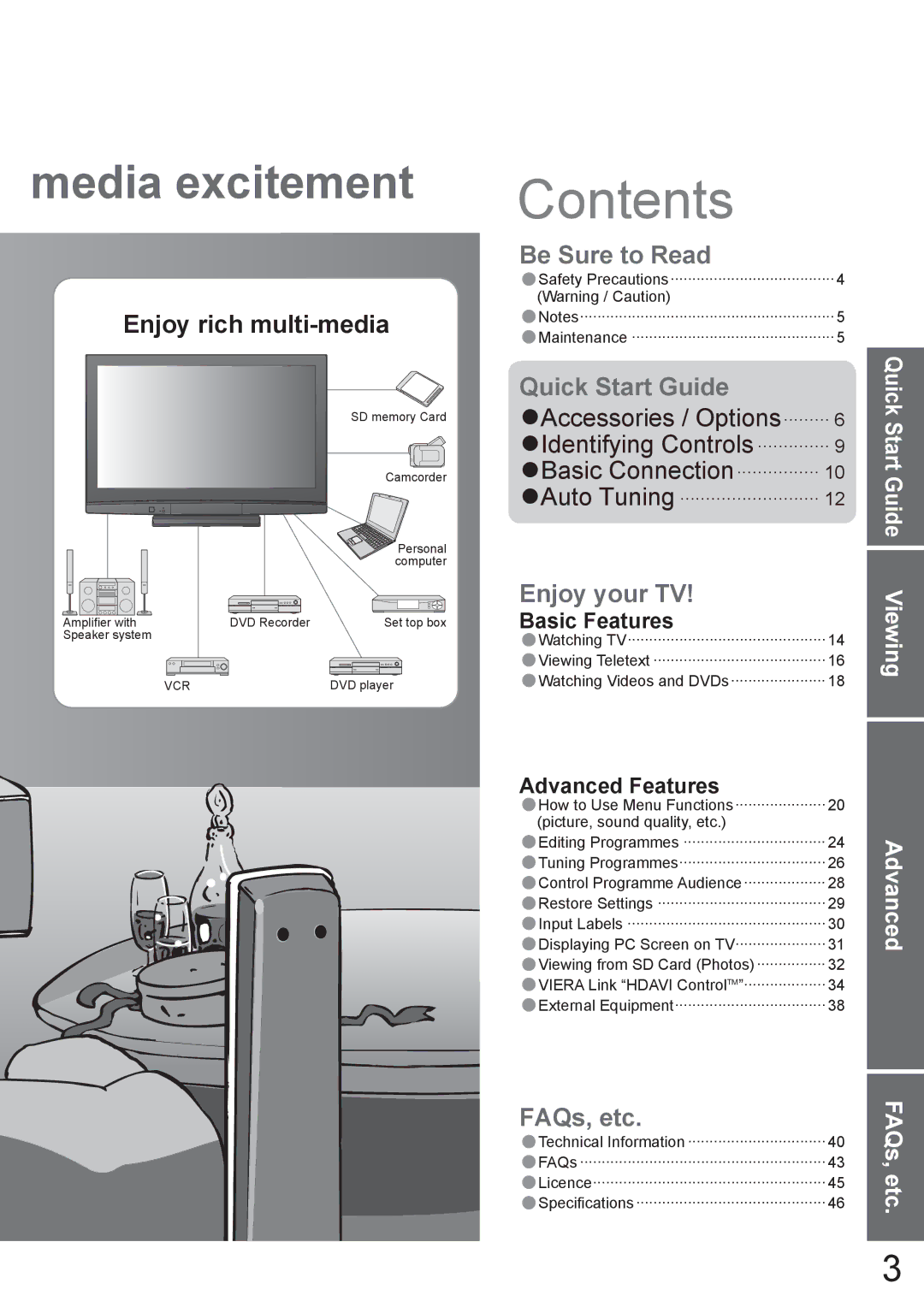 Panasonic TH-42PV80AZ, TH-50PV80AZ manual Contents 