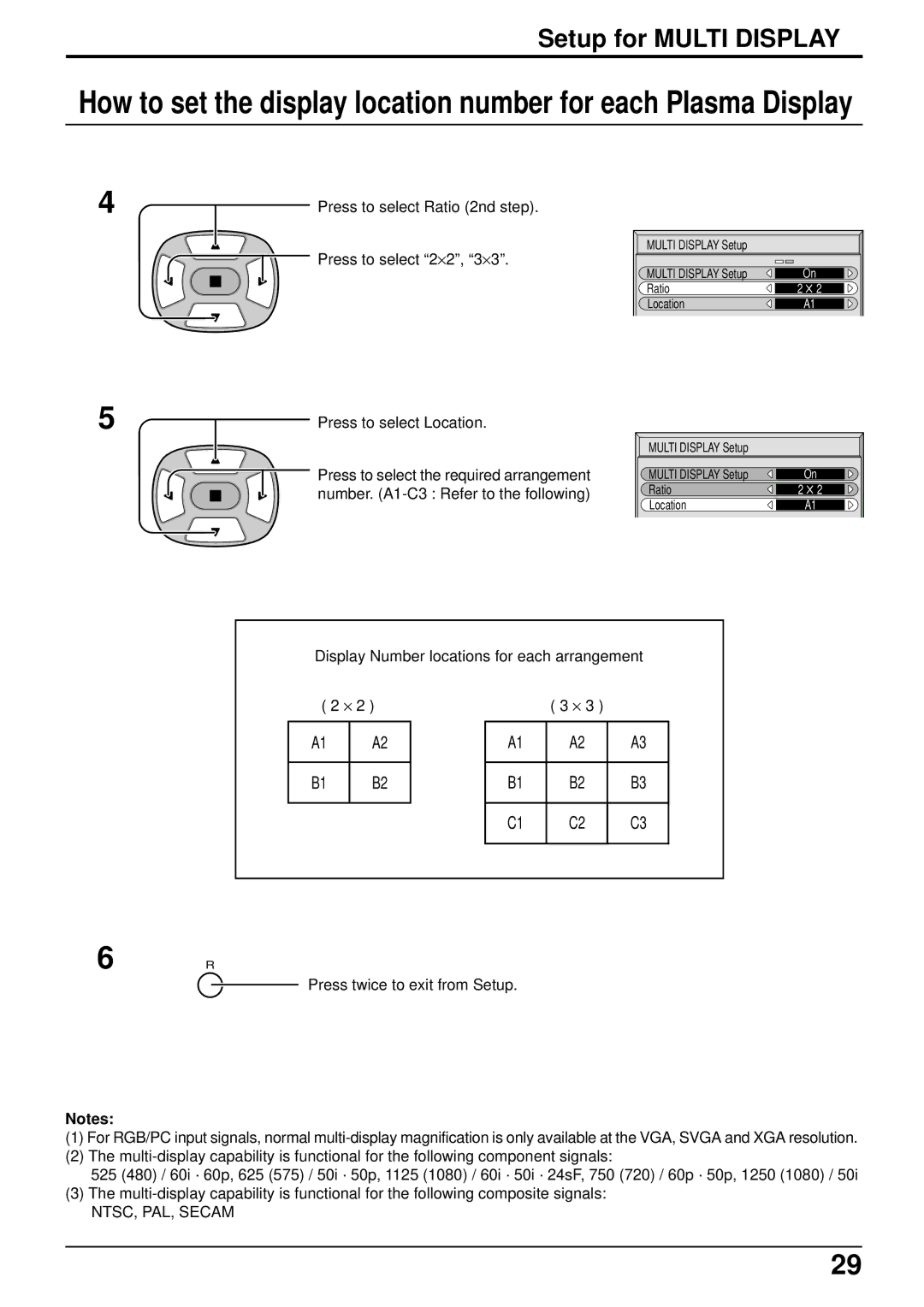 Panasonic TH-42PWD6, TH-50PWD6 operating instructions Press to select 2 ⋅ 2, 3 ⋅, NTSC, PAL, Secam 