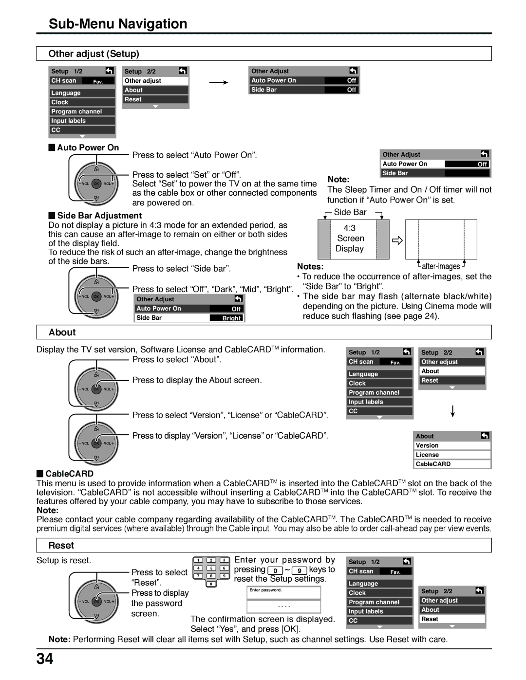 Panasonic TH 42PX50U, TH 50PX50U, TH 37PX50U operating instructions Other adjust Setup, About, Reset 