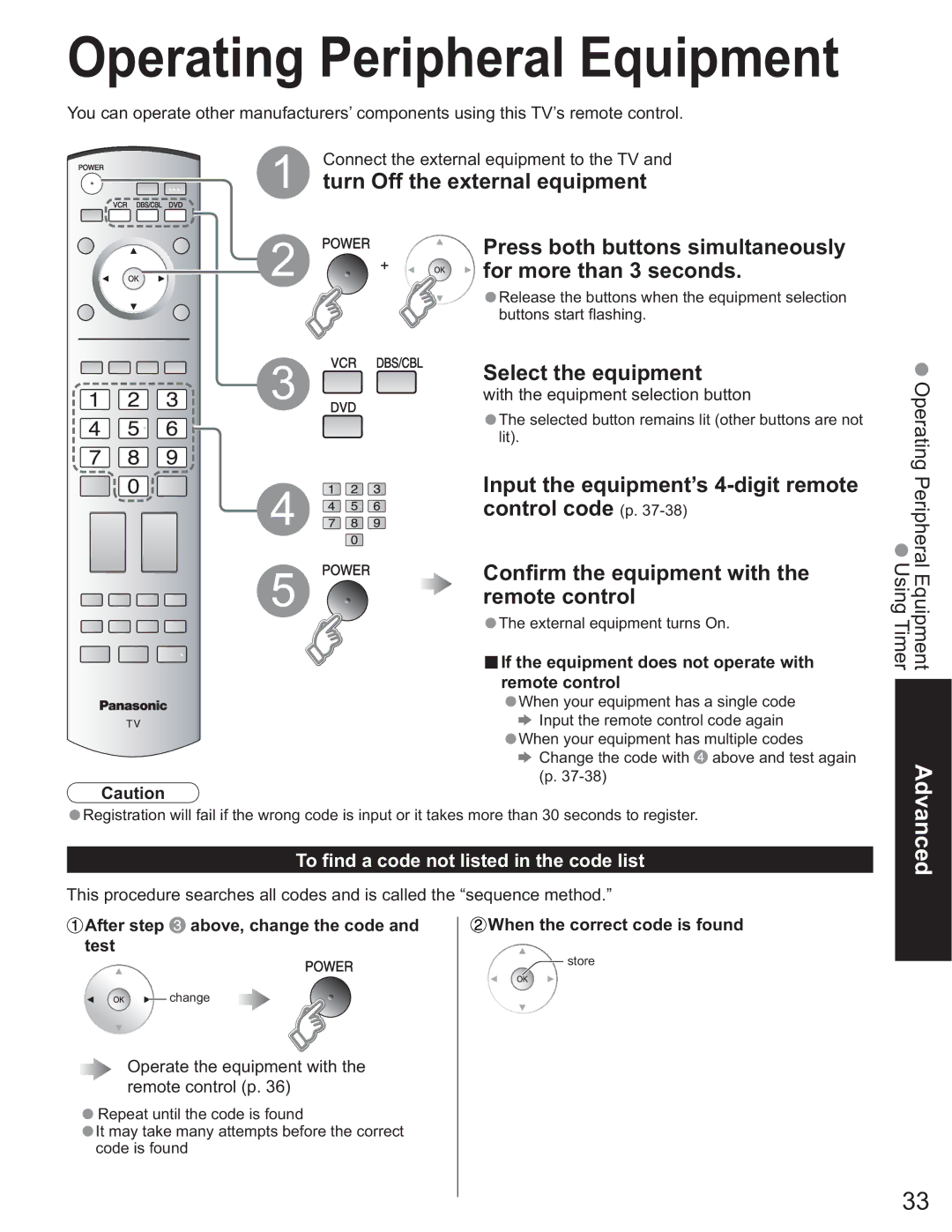 Panasonic TH-50PX60X Turn Off the external equipment, Press both buttons simultaneously, For more than 3 seconds 