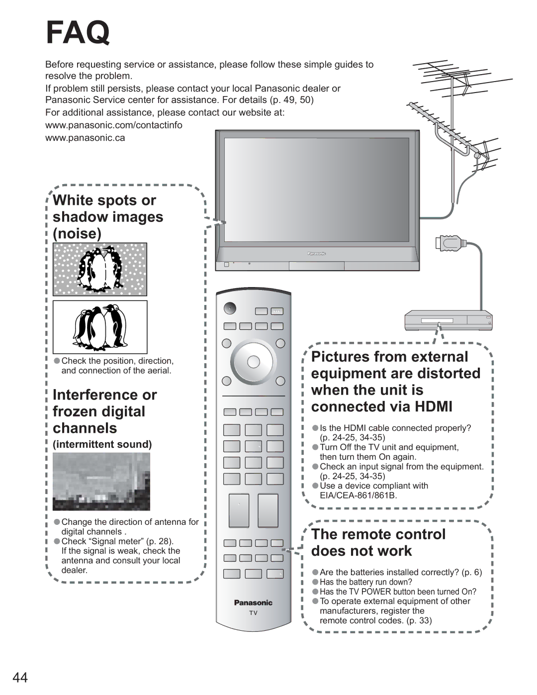 Panasonic TH-42PX60U, TH 50PX60U, TH-58PX60U, TH-37PX60U, TH-50PX60X operating instructions Faq 