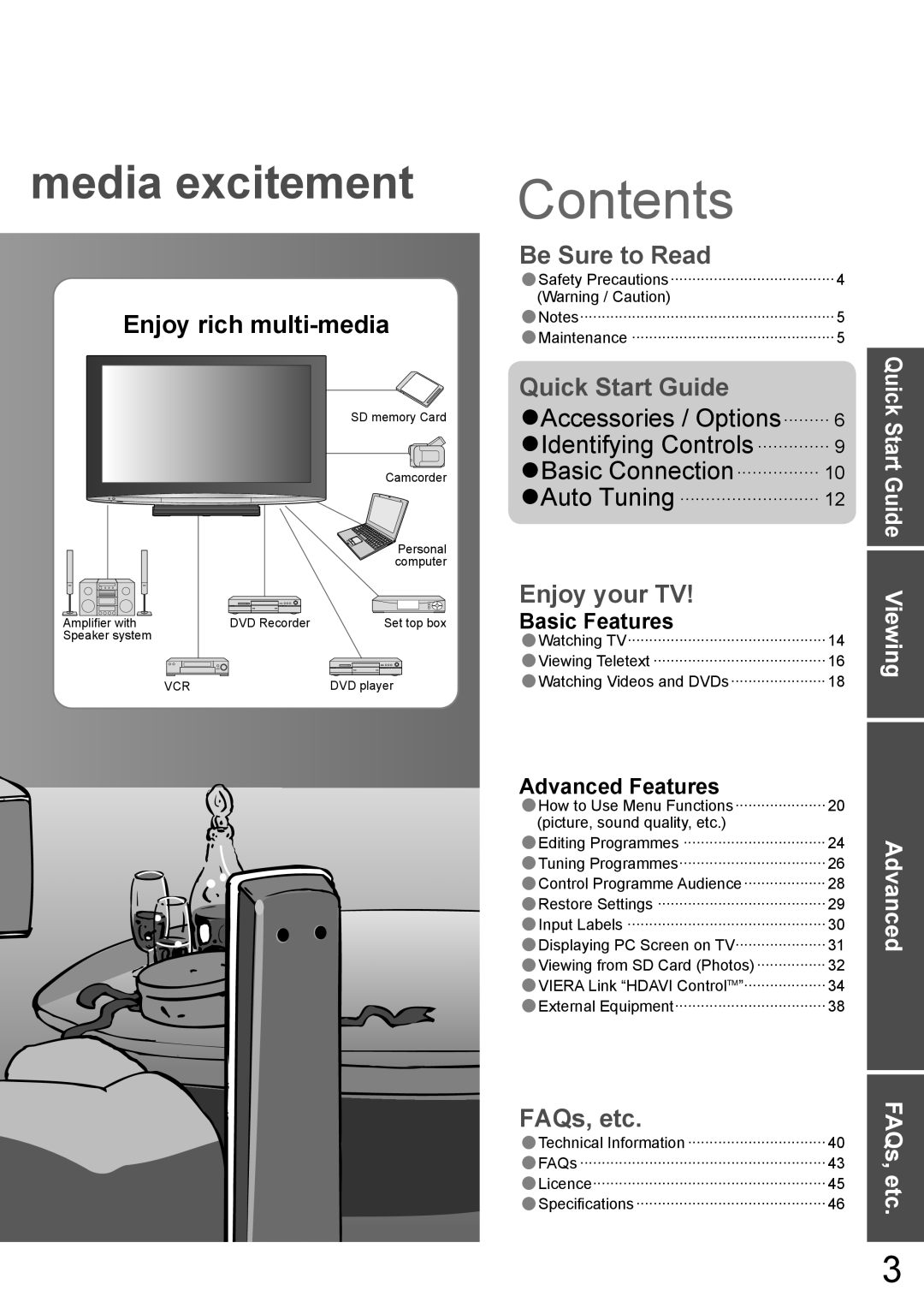 Panasonic TH-42PY800AZ, TH-50PY800AZ manual Contents 