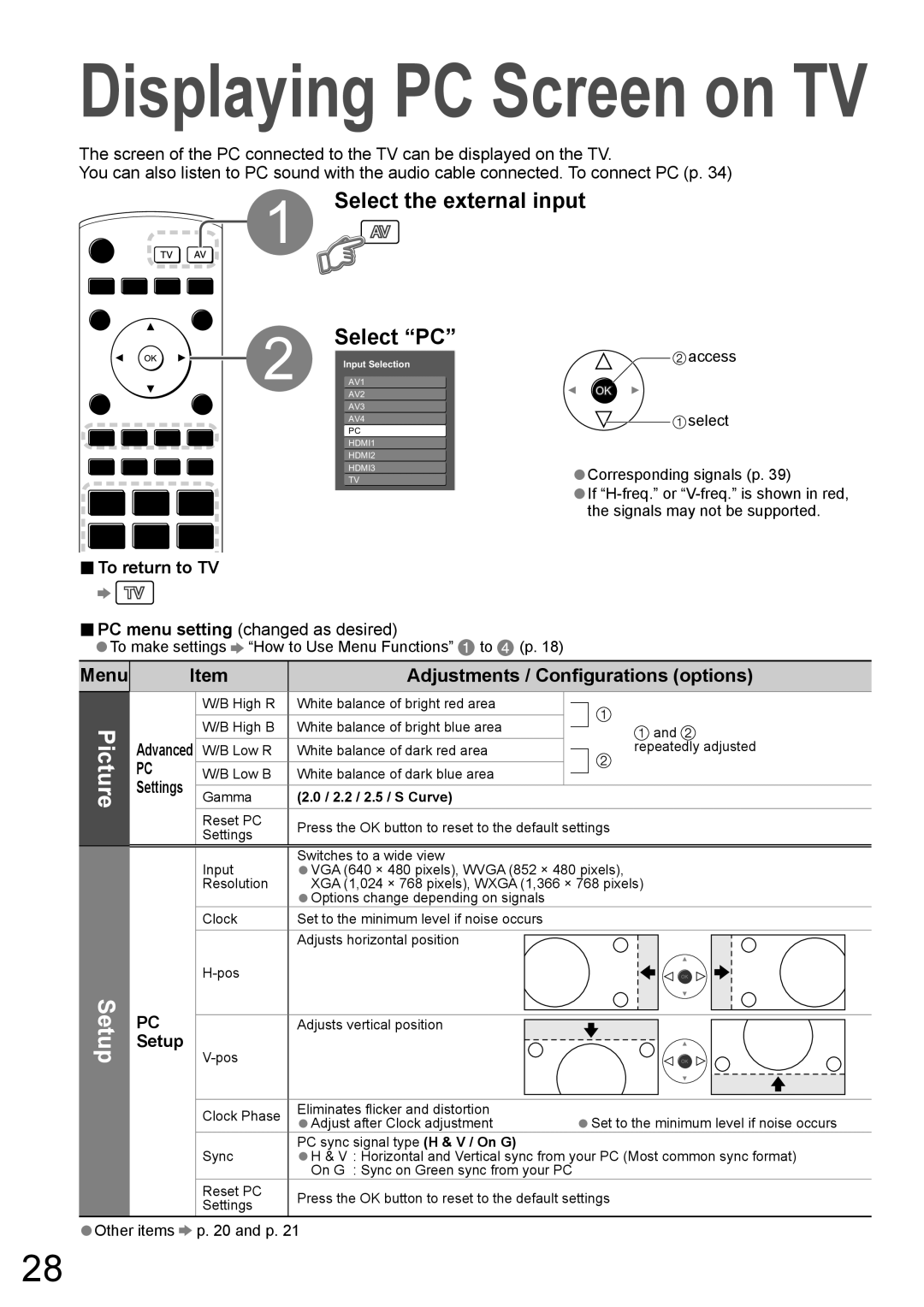 Panasonic TH-50PZ700A Menu Adjustments / Conﬁgurations options, To make settings How to Use Menu Functions to p 