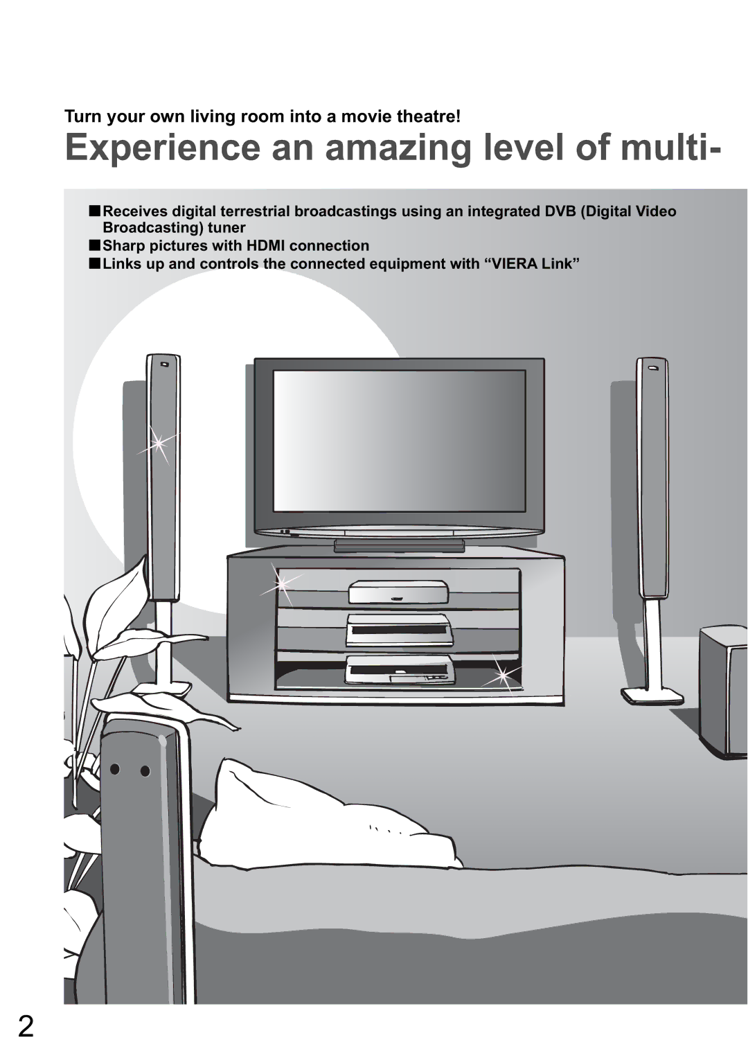 Panasonic TH-50PZ800A, TH-46PZ800A Experience an amazing level of multi, Turn your own living room into a movie theatre 