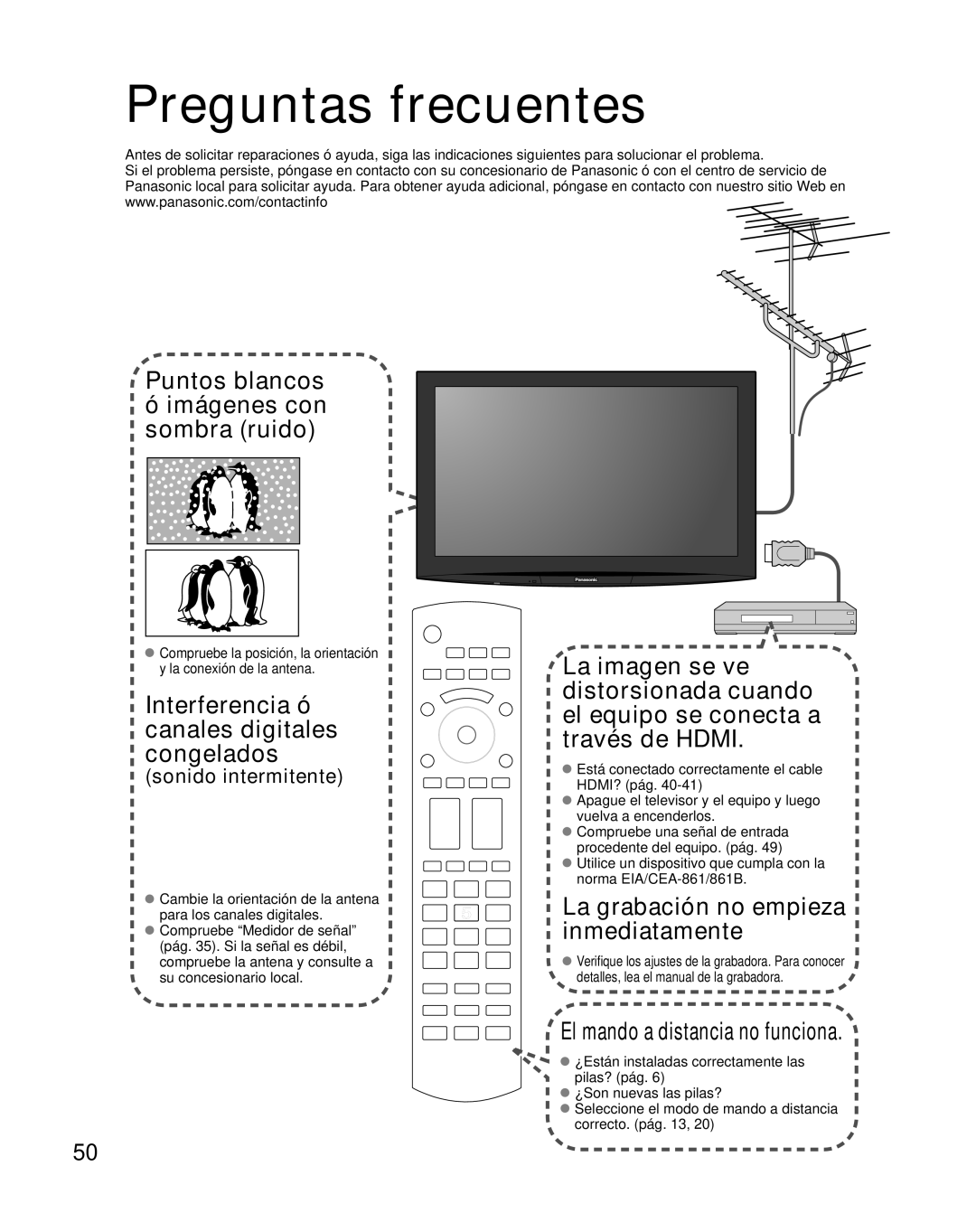 Panasonic TH-50PZ800U, TH-46PZ800U quick start Preguntas frecuentes, Sonido intermitente 