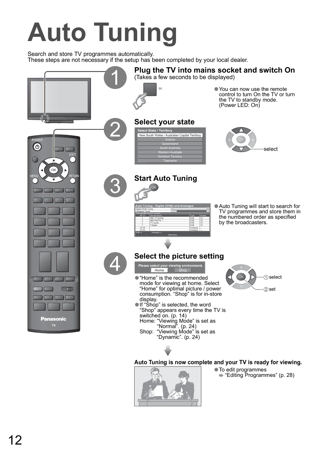 Panasonic TH-50PZ80A, TH-42PZ80A manual Select your state, Start Auto Tuning 