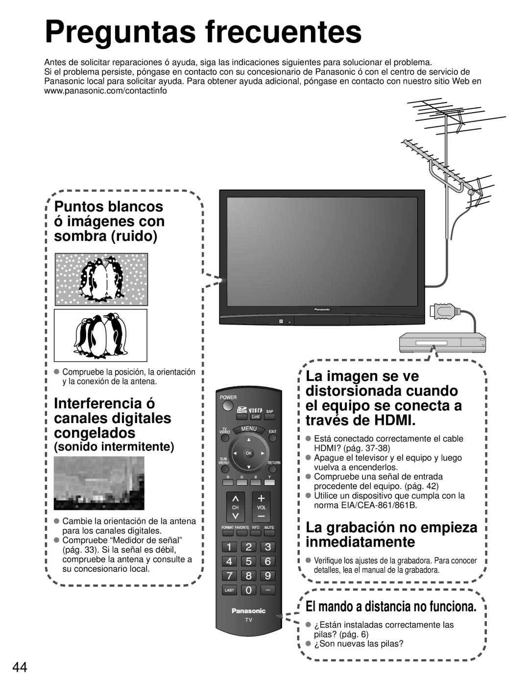 Panasonic TH-50PZ80U, TH-46PZ80U quick start Preguntas frecuentes, Sonido intermitente 