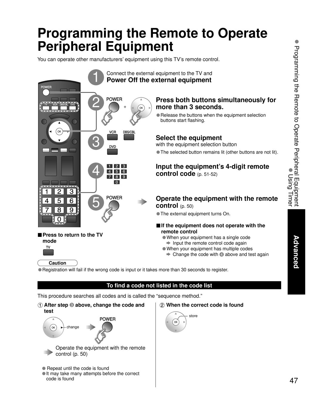 Panasonic TH-50PZ850U Power Off the external equipment, More than 3 seconds, Connect the external equipment to the TV 