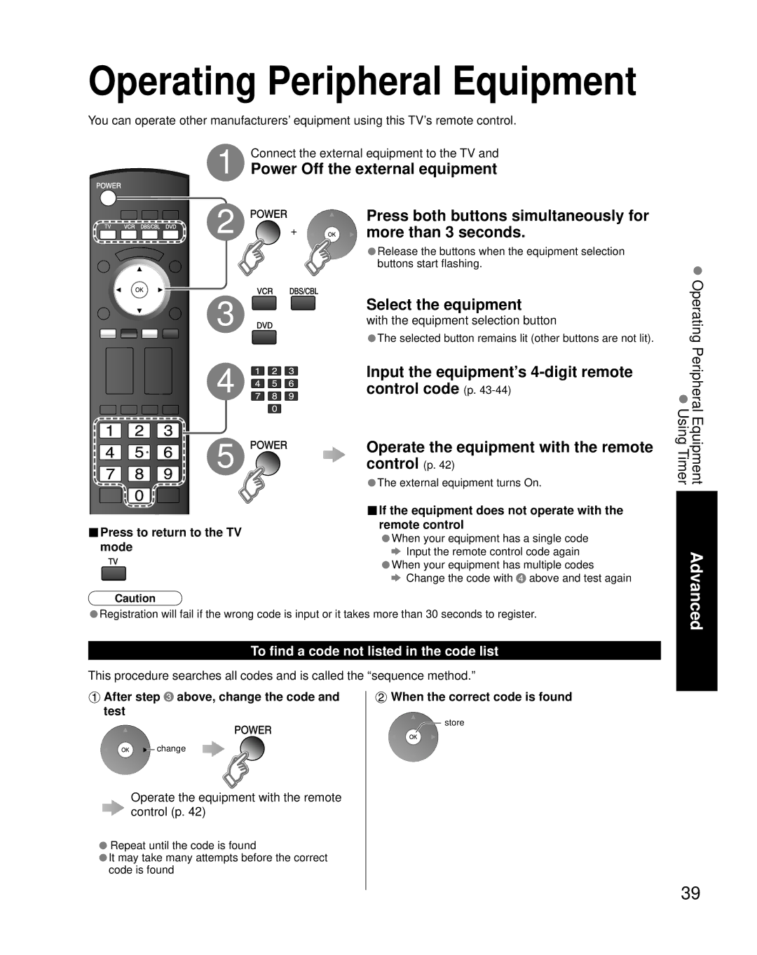 Panasonic TH-50PZ85U Power Off the external equipment, Press both buttons simultaneously for, More than 3 seconds 