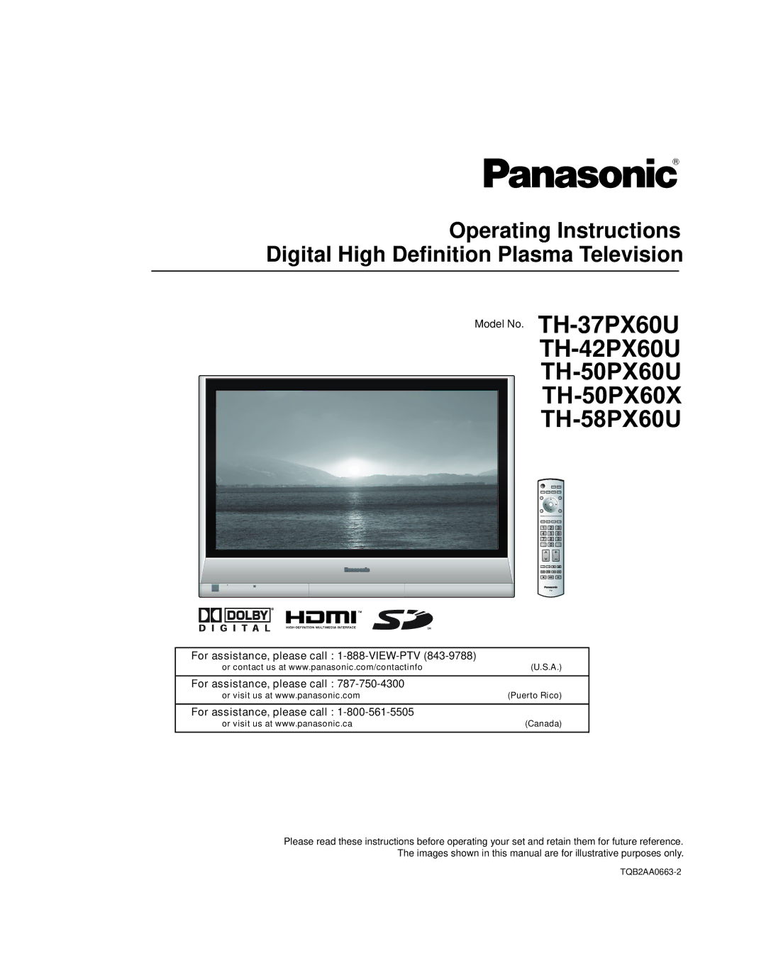 Panasonic TH-58PX25 operating instructions TH-50PX60U TH-50PX60X TH-58PX60U 