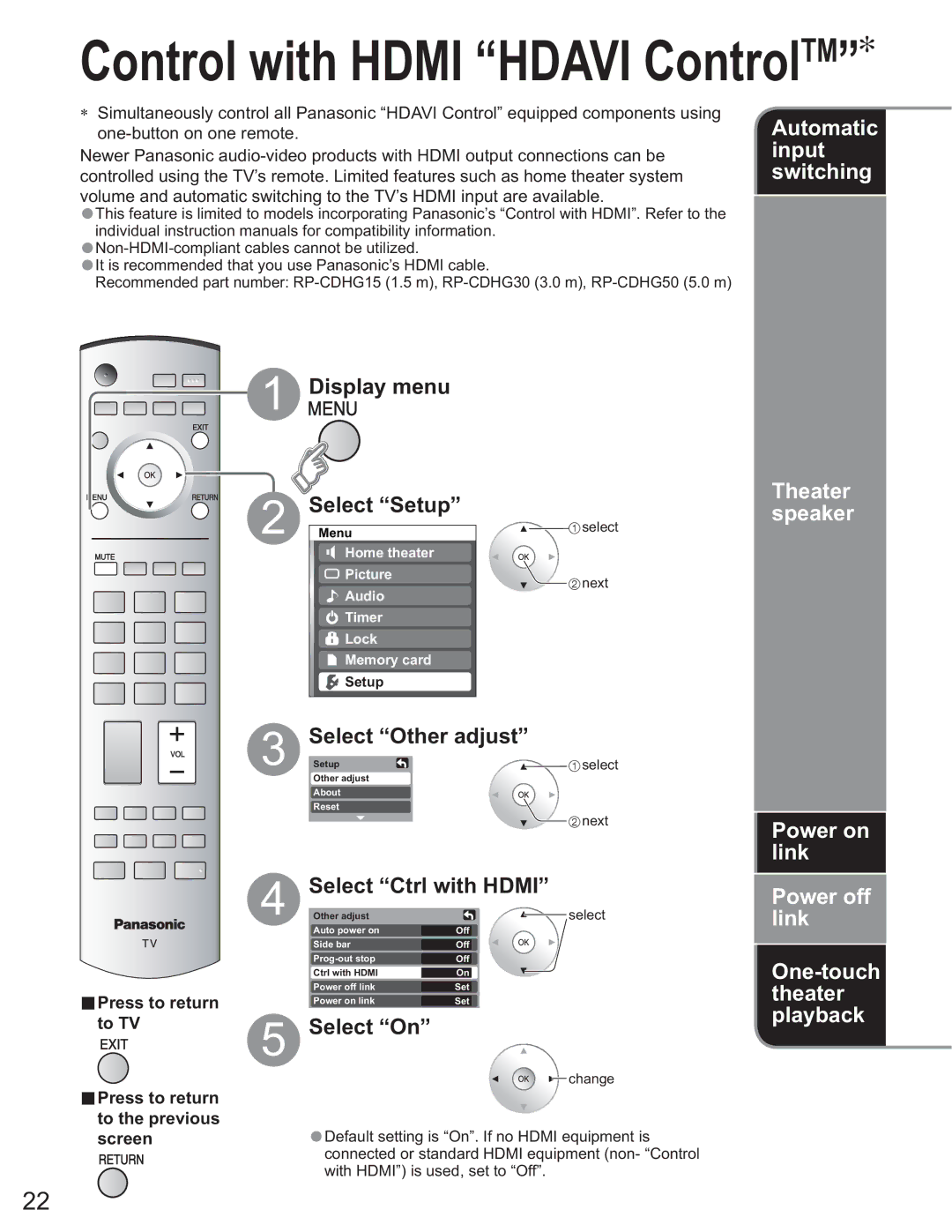 Panasonic TH-58PX25 operating instructions Input, Switching 