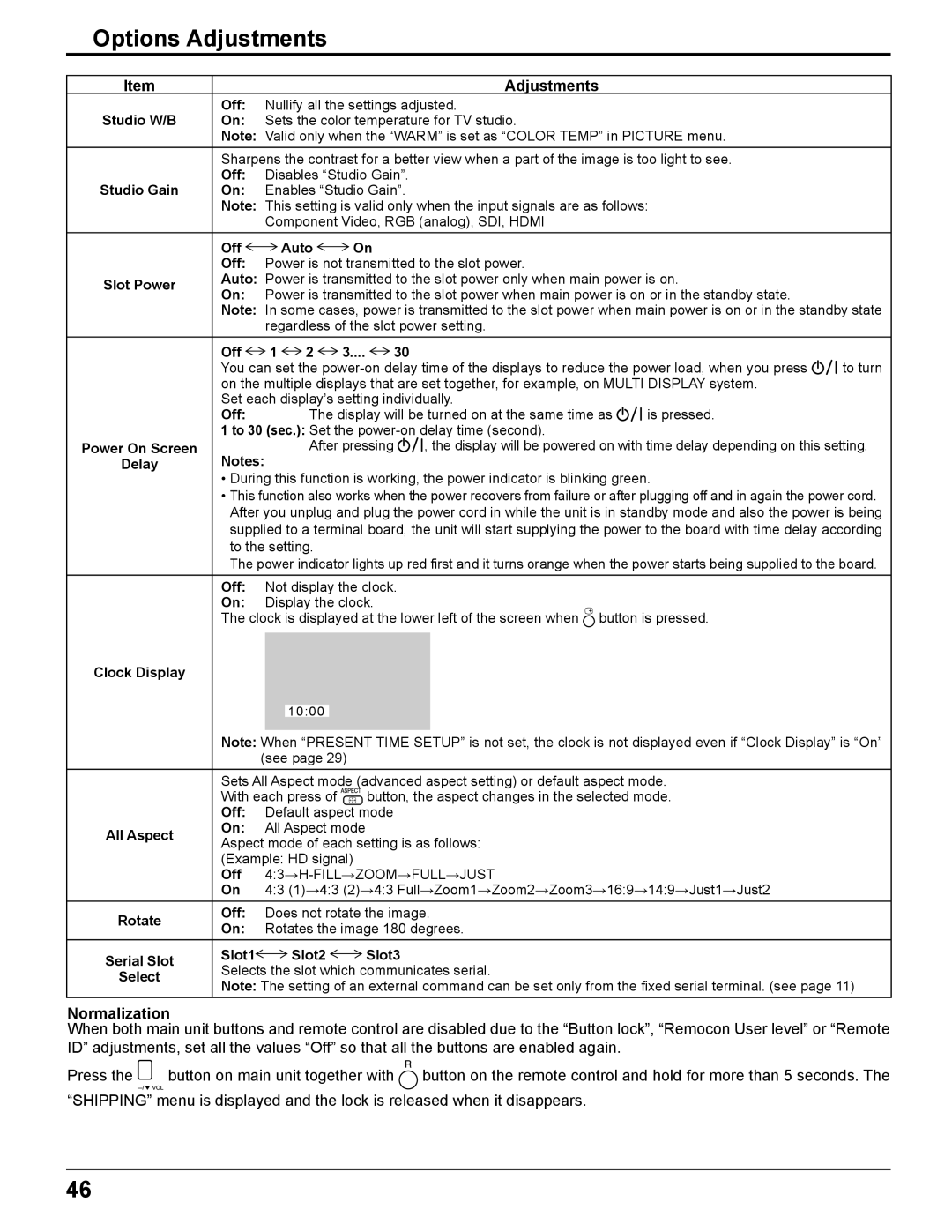 Panasonic TH-50PF11UK, TH-65PF11UK, TH-58PF11UK, TH-42PF11UK manual Normalization, Delay 