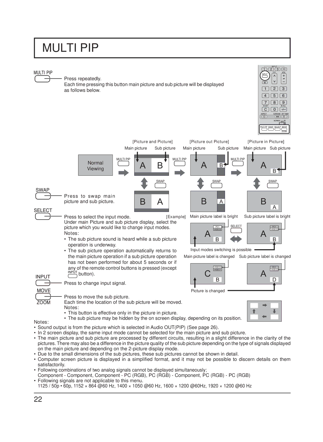 Panasonic TH-65PF9UK manual Normal Viewing, Under main Picture and sub picture display, select 