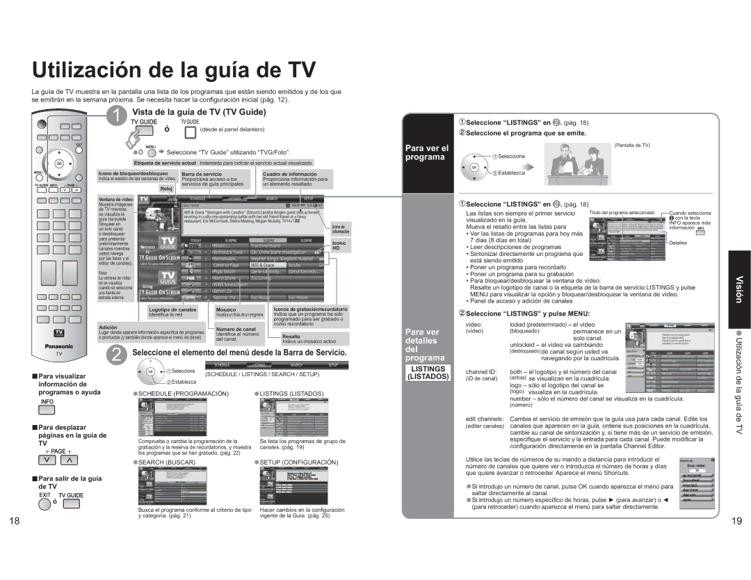 Panasonic TH-65PX600U Utilización de la guía de TV, Vista de la guía de TV TV Guide, Para ver el programa 