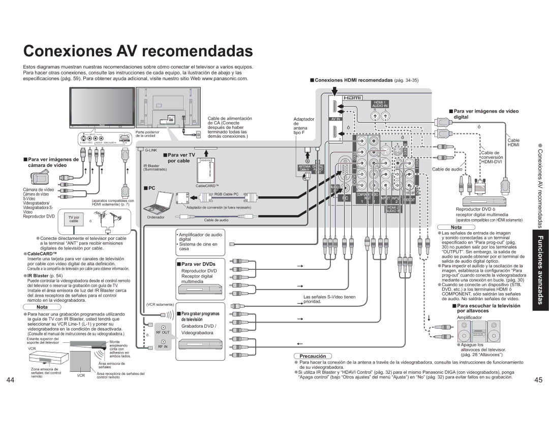 Panasonic TH-65PX600U operating instructions Avanzadas, Recomendadas 