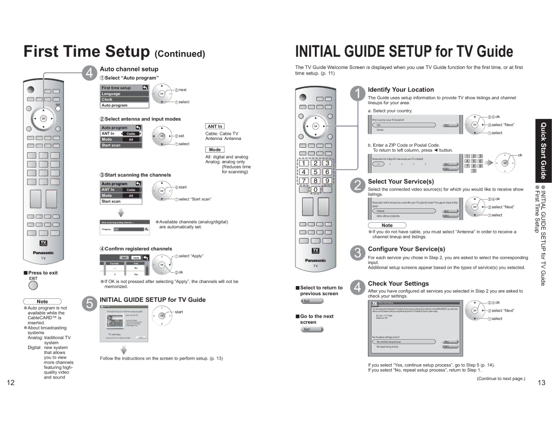 Panasonic TH-65PX600U operating instructions First Time Setup, Start 