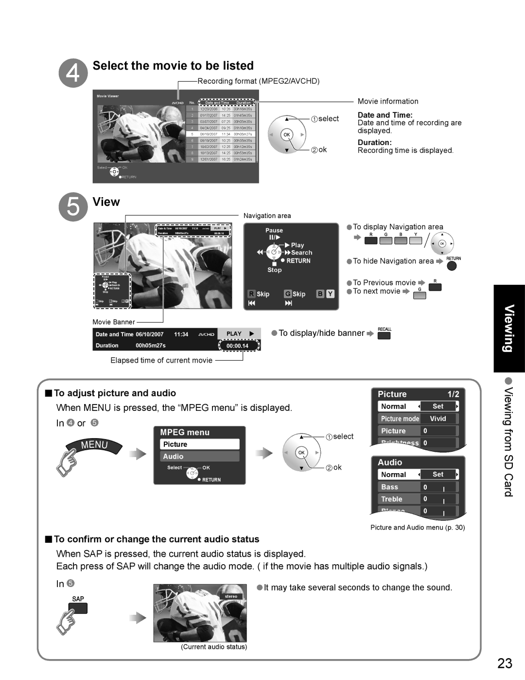 Panasonic TH-65PZ750U quick start To confirm or change the current audio status 