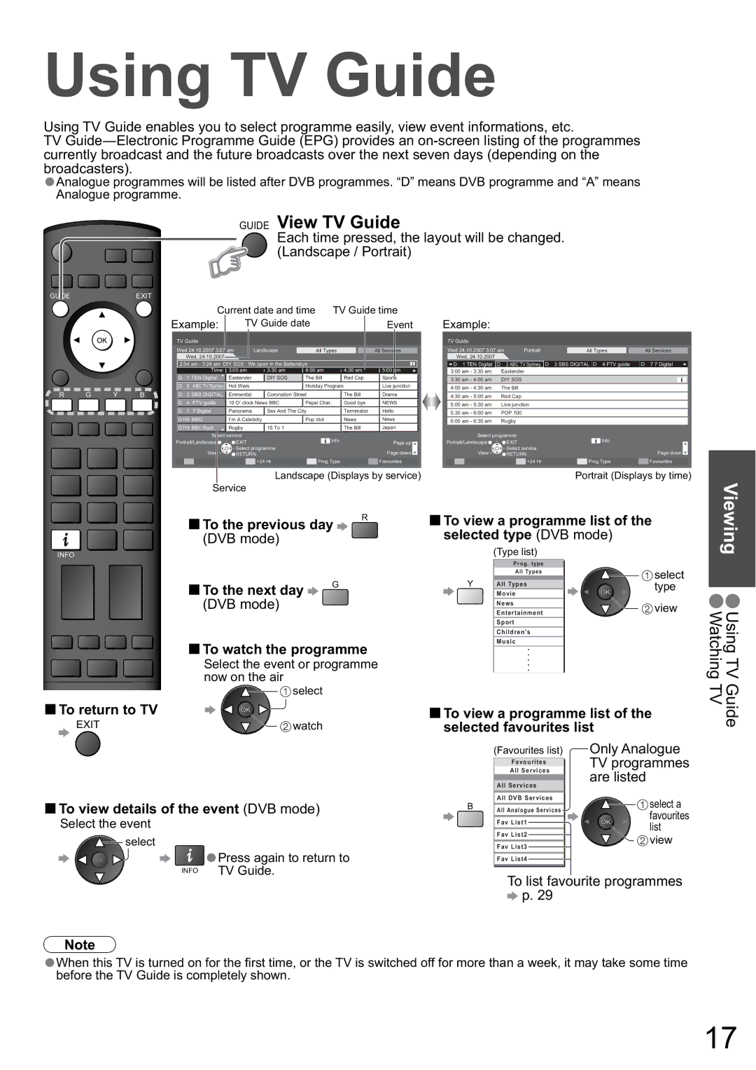 Panasonic TH-58PZ850A, TH-65PZ850A manual Using TV Guide, Guide View TV Guide 