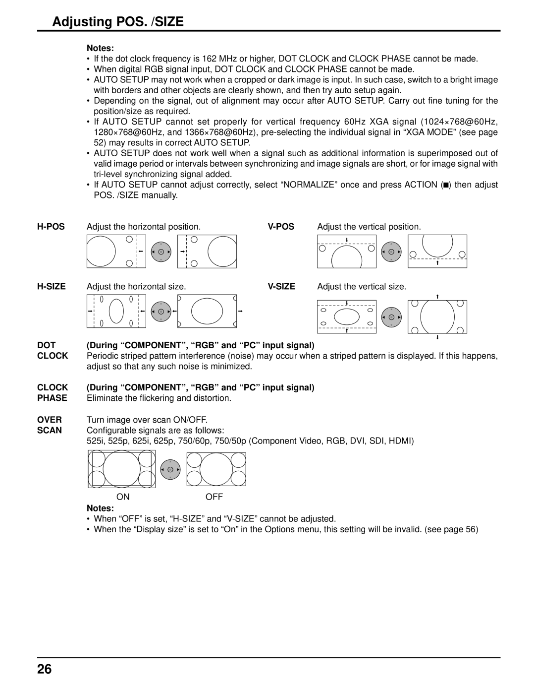 Panasonic TH-85PF12U operating instructions Adjusting POS. /SIZE 