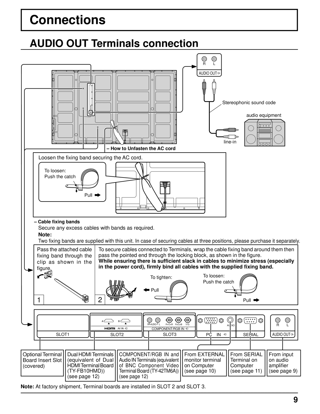 Panasonic TH-85PF12U operating instructions Connections, Audio OUT Terminals connection 