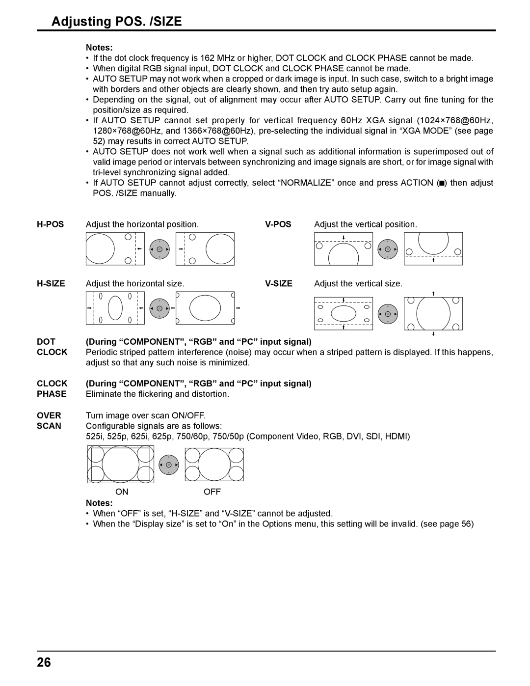 Panasonic TH-85PF12U operating instructions Adjusting POS. /SIZE 