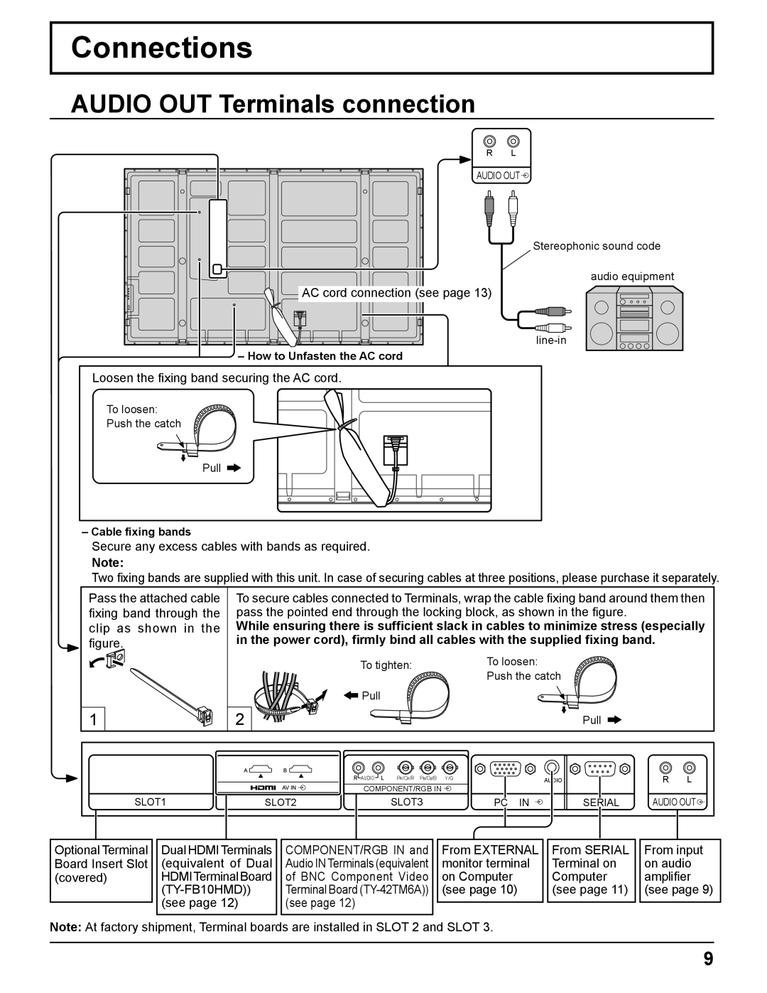 Panasonic TH-85PF12U operating instructions Connections, Audio OUT Terminals connection 