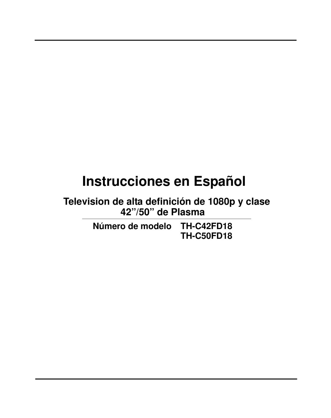 Panasonic TH-C50FD18 quick start Instrucciones en Español 