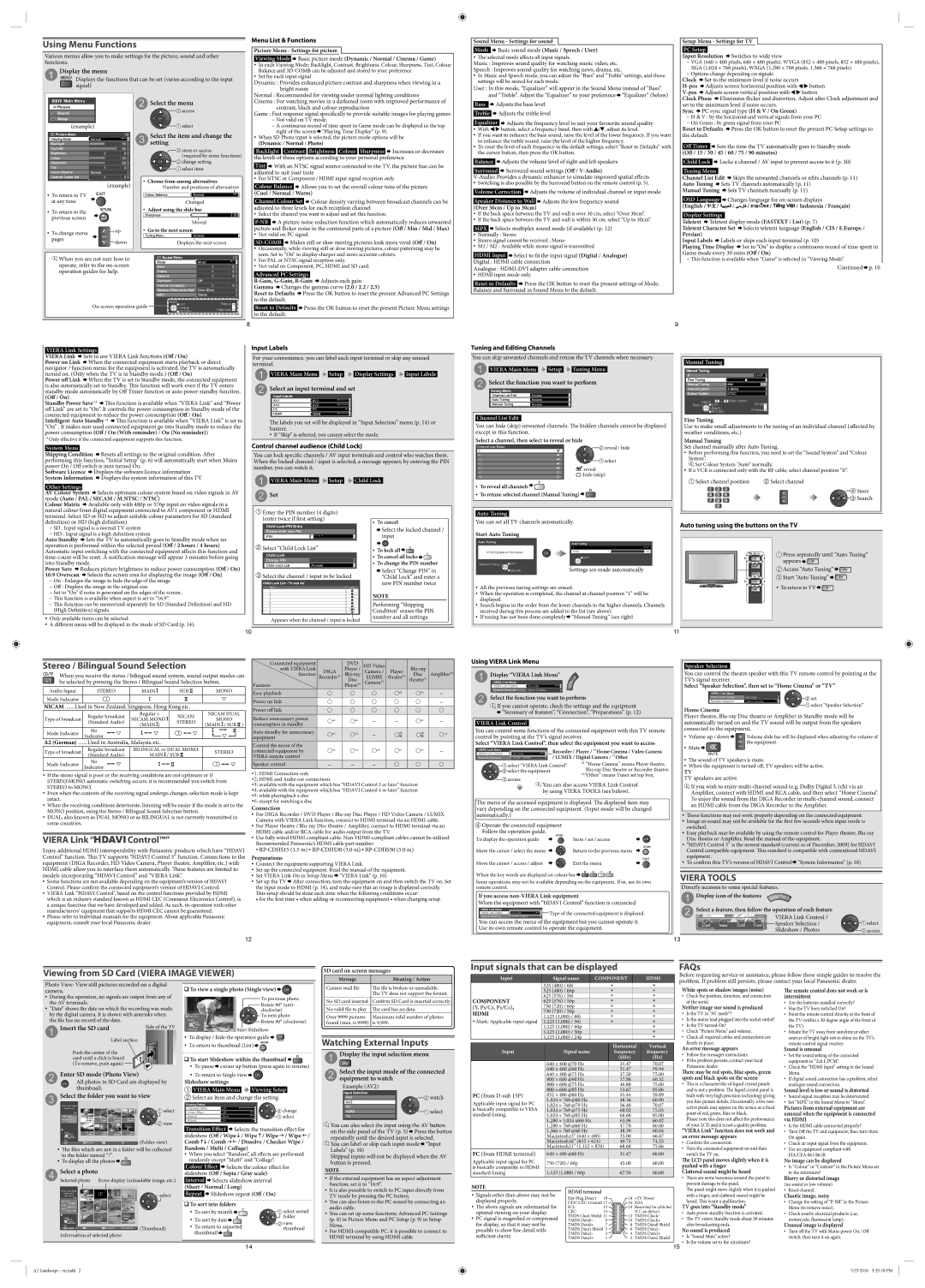 Panasonic TH-L32C23K Display the menu, Menu List & Functions, Select the menu, Select the item and change the setting, Set 