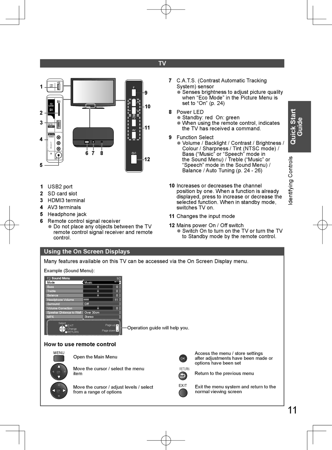 Panasonic TH-L32D25M manual Guide, Using the On Screen Displays, Function Select, How to use remote control 